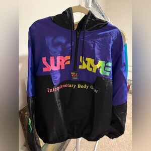 Surf Style Interplanetary Body Gear iridescent quarter-zip windbreaker
